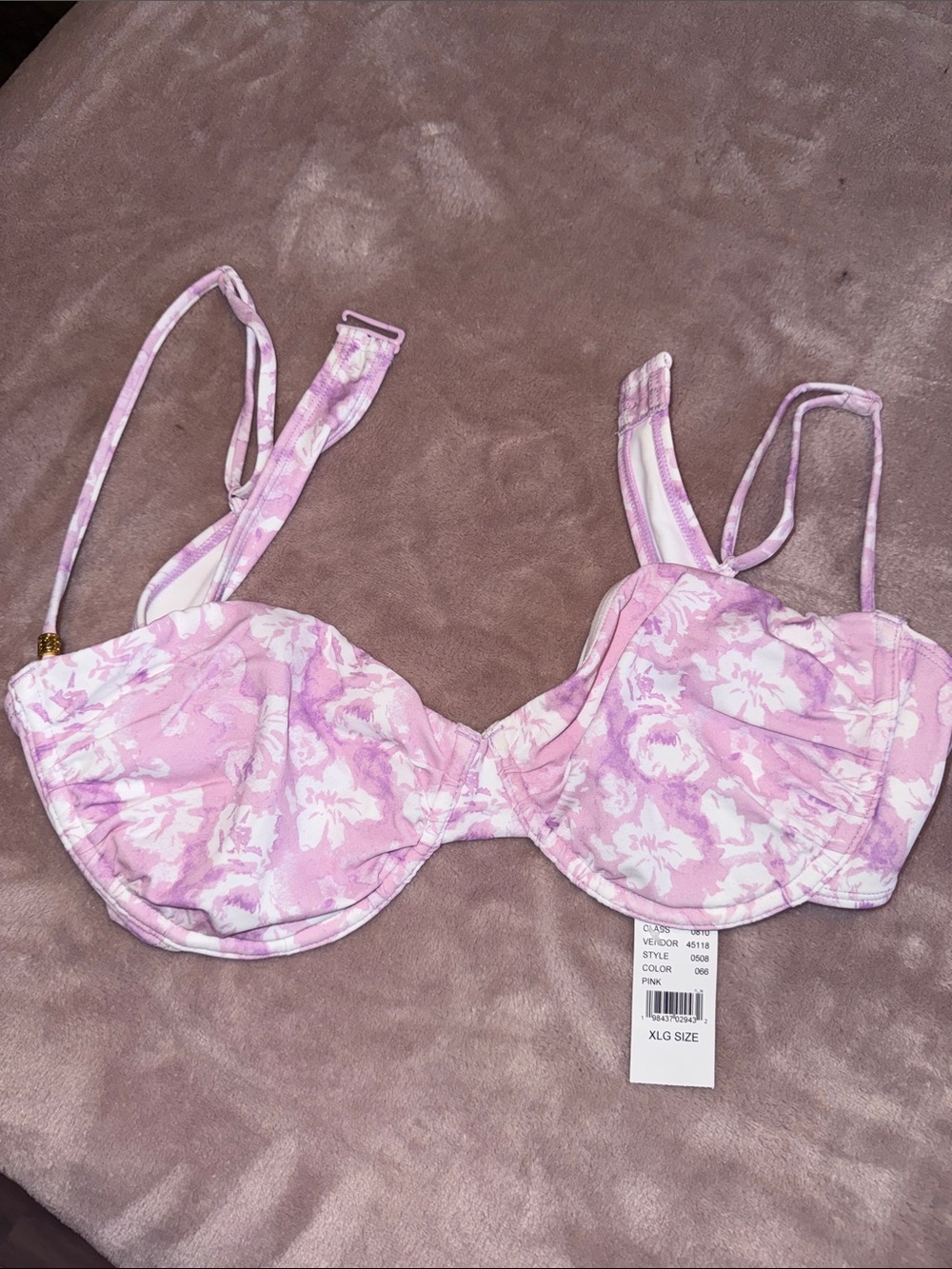 Women’s Pink Floral Underwire Bikini Top